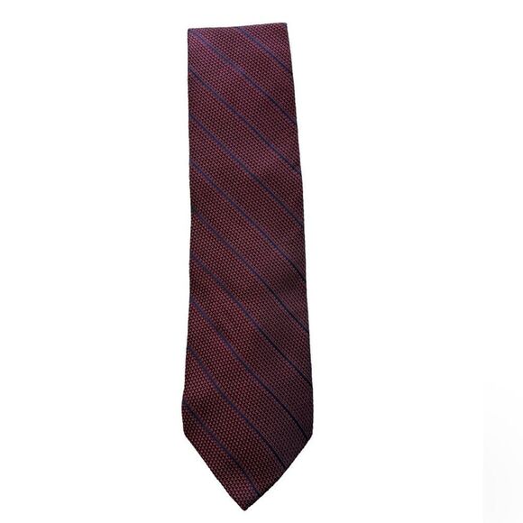 Daniel Cremieux Sevenfold 100% Silk Red Blue Tie Made in Italy - Picture 4 of 6